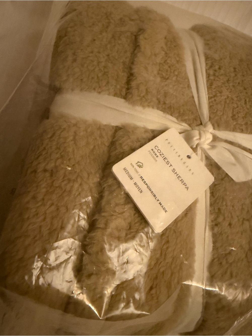 Pottery Barn Coziest Sherpa Robe. New with tags/original package. Size M